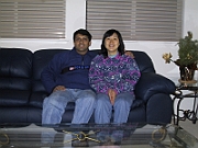 Sitting on new sofa