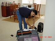 Irendra prepareing the luggage