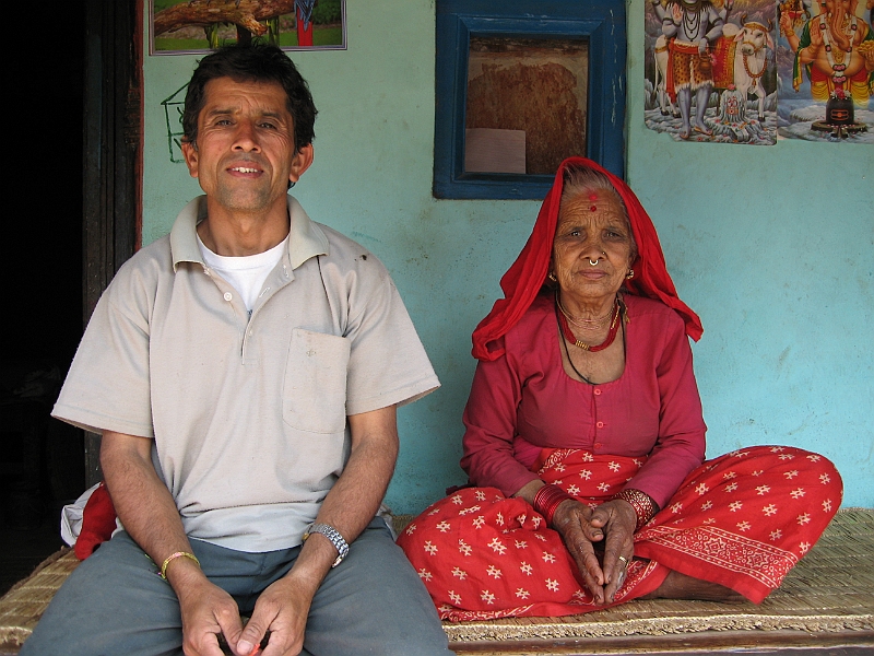 07-03-26-211242.JPG - Hem Sharma and his mother. Hem Sharma taught me chess game. By the village standard, he was a smart man but he always kept low profile.
