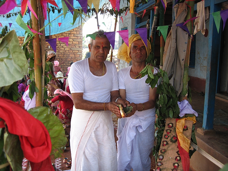 07-03-26-235001.JPG - Bhupendra and Hem Raj Sapkota. The day we were in the village, it was Hem Raj's two sons' Bratabhandha. It was a wonderful opportunity to see all the people who had come to celebrate the occasion. We also got to taste Kashar and sel roti.