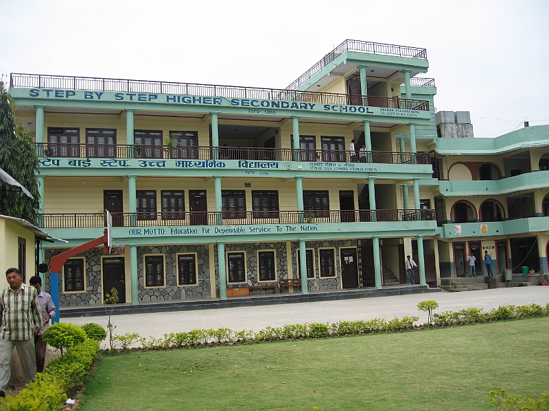 07-03-27-184357.JPG - Nirmala ( Prakash Poudyal's sister)’s  private higher secondary school. I was amazed to see how well Nirmala has been doing. This school has 1100 students and 80 teaching and administrative staff. For many, many years every student of this school who sat for S.L.C  passed with first division, many of them with distinction. Well Done! Gyanendra's son (Naveen) goes to this school and he is the first boy of his class.