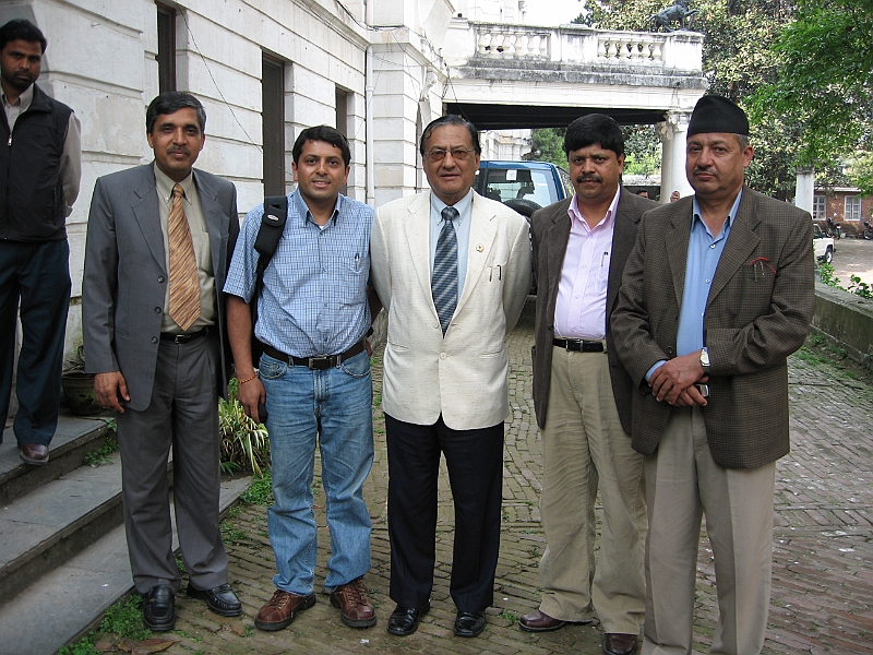 07-03-30-004920.JPG - At Ministry of Education & SportsFrom Left - Balananda Paudel (Secretary), Myself, Dr Mangal Siddhi Manandhar (Minister of Education), Bodh Raj (Joint Secretary) and Ramakanta Sapkota (Advisor of the Minister).  Balananda is also from my school who was 2 years senior than me at school. Ramakant Sir is my uncle as well as the math teacher of Thulipokhari. Both Balananda and I are his students.