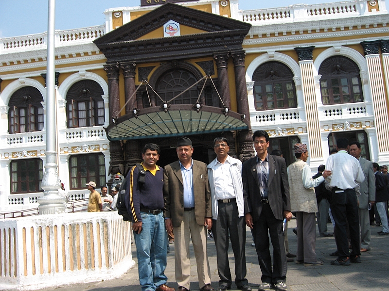 07-03-31-235025.JPG - It was a historic day in Nepal, the Maoist were formally brought into the transient government on that day.  I was right inside Singhadarbar when this joint government was formed. The building in the background is the congressmen assembly building inside Singhadarabar.